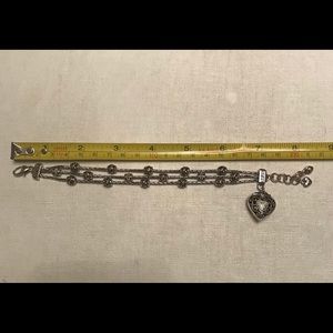 Brighton triple strand silver heart bracelet.